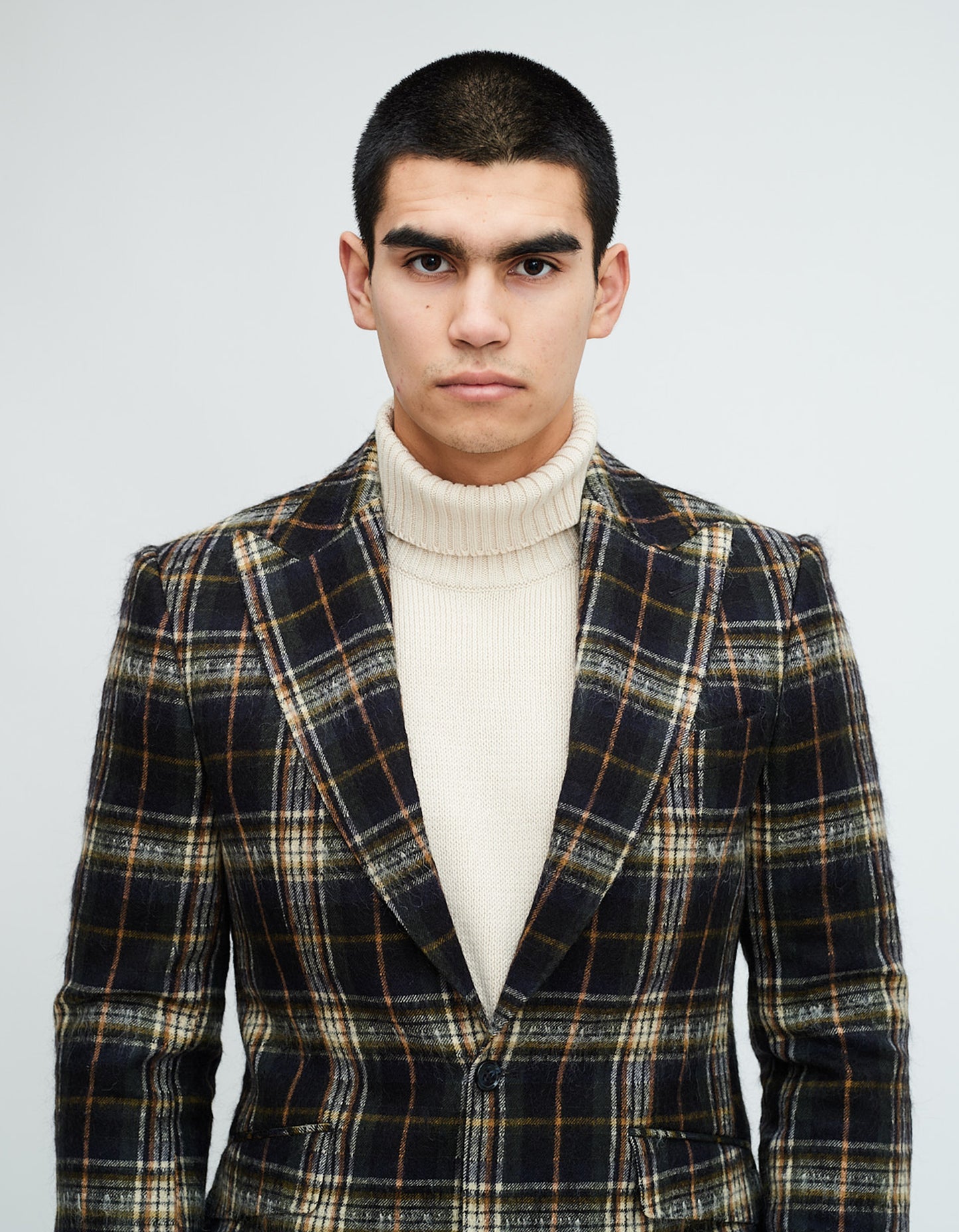 Ecru Cotton Roll Neck Jumper