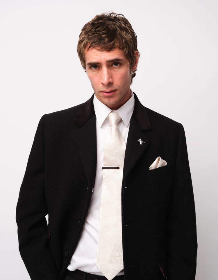 Black Wool Covert Coat