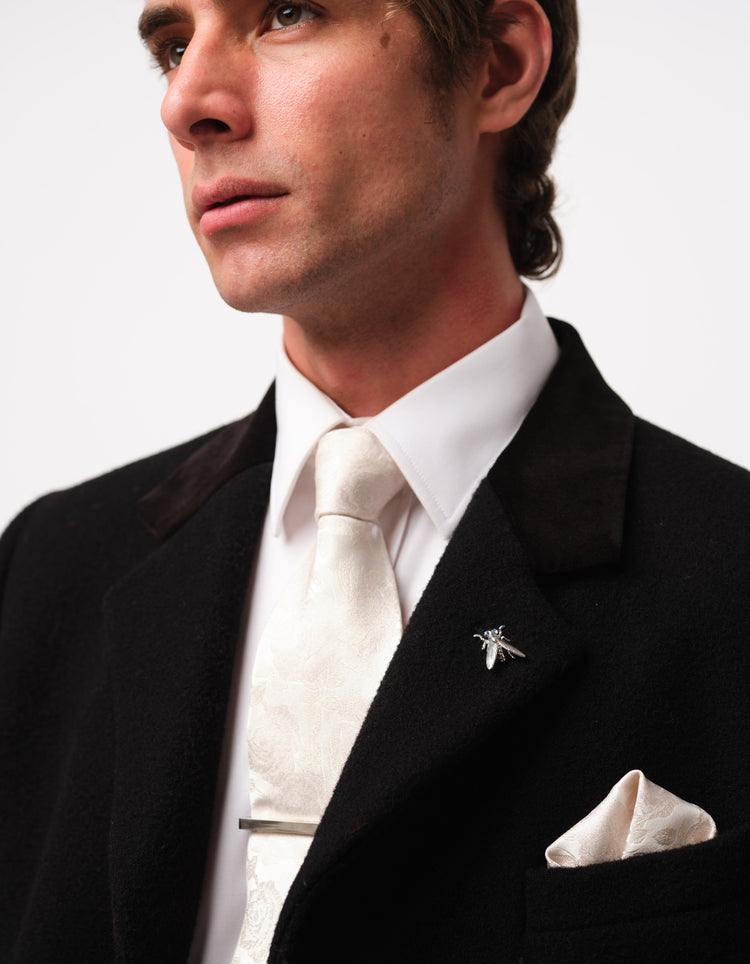 Black Wool Covert Coat