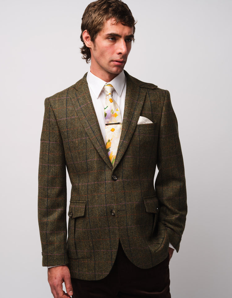 Green Herringbone Tweed Jacket