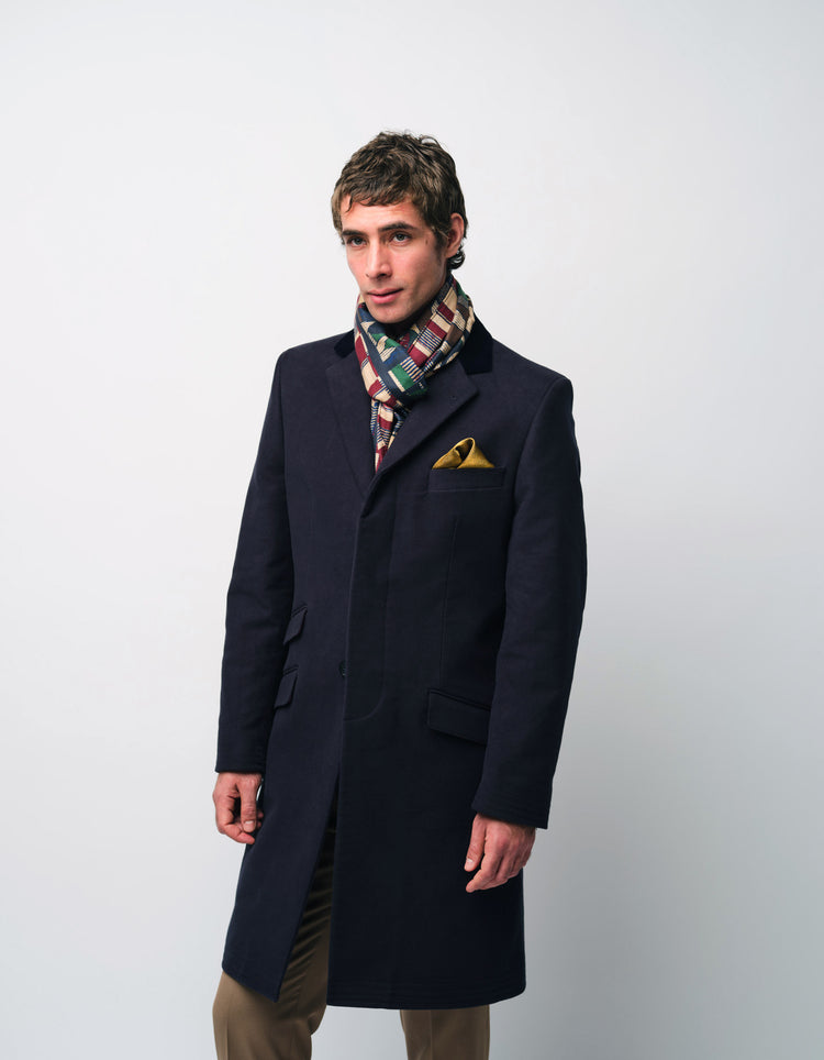 Navy Moleskin Covert Coat