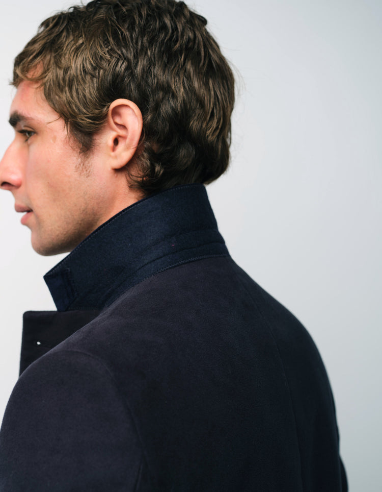 Navy Moleskin Covert Coat