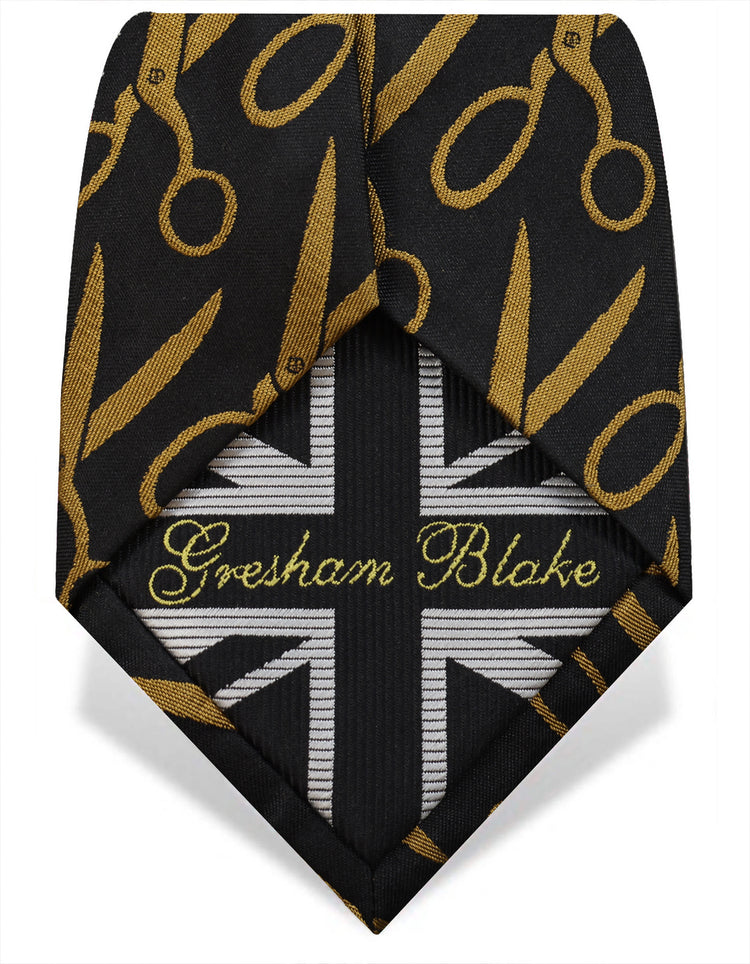 Black & Gold Scissors Silk Tie