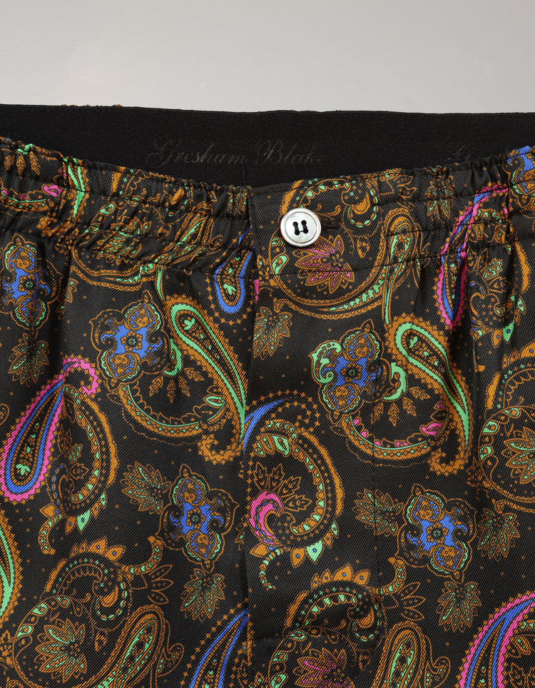 Teal Paisley Silk Pyjamas