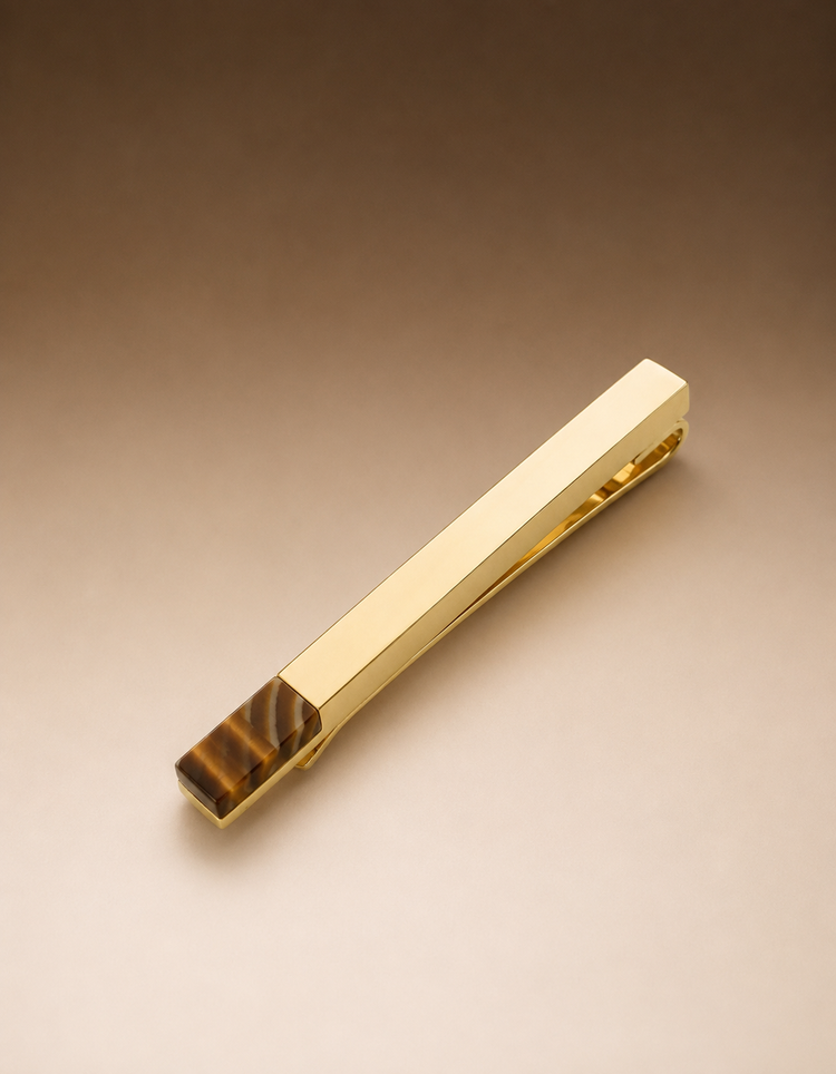 Gold Tiger Iron Stone Tie Bar