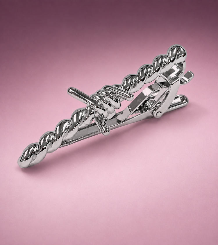 Silver Barbed Wire Tie Clip
