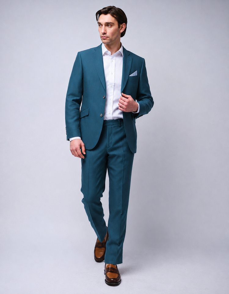 Deep Teal Twill Suit