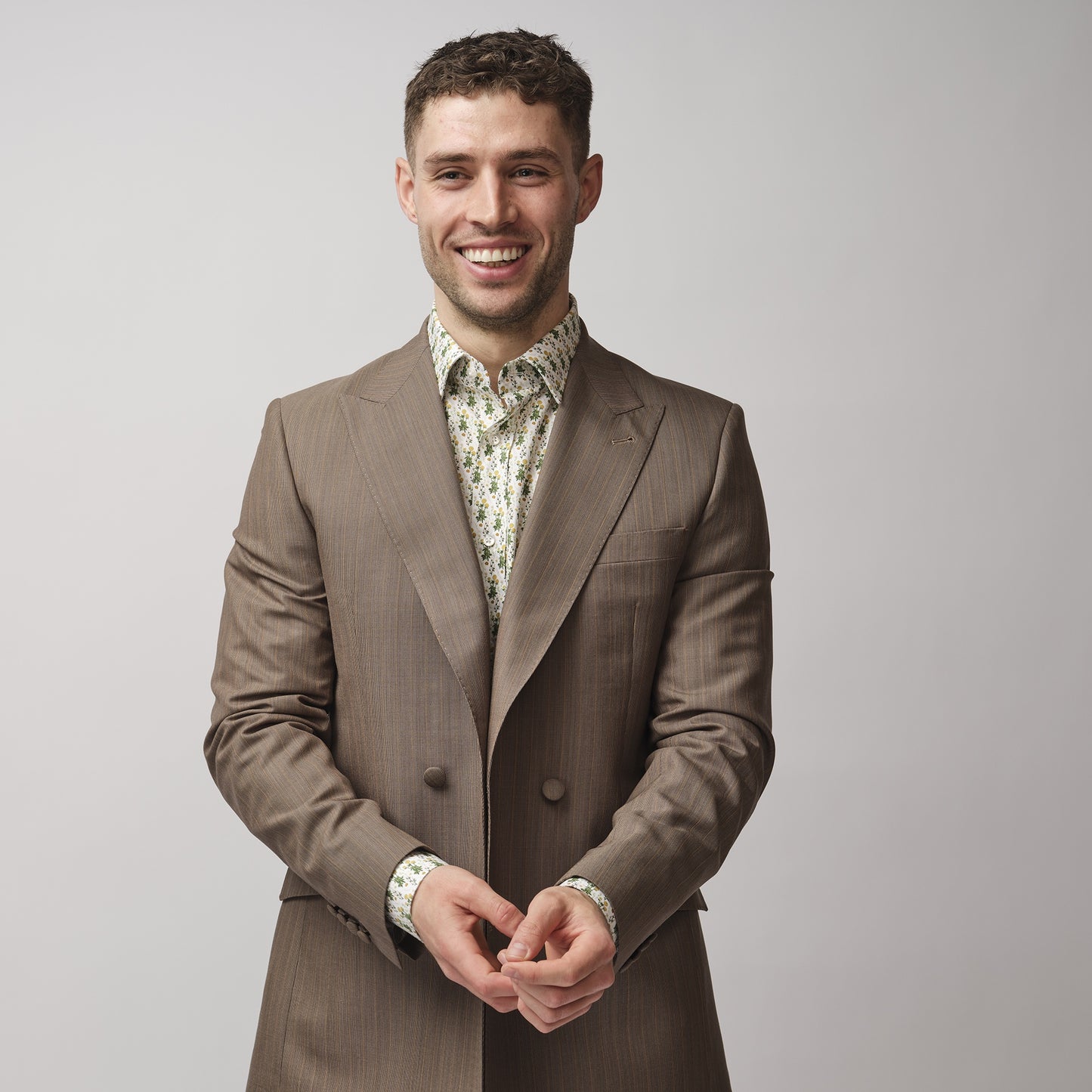 Brown & Gold Stripe 2 Piece Suit