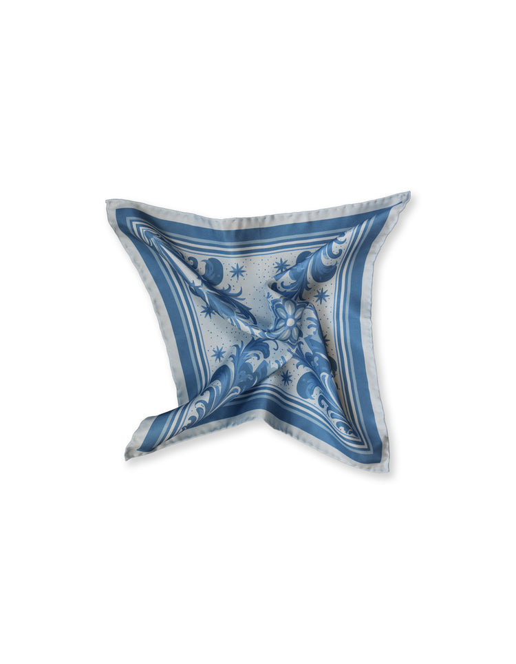 Blue Paisley Silk Pocket Square