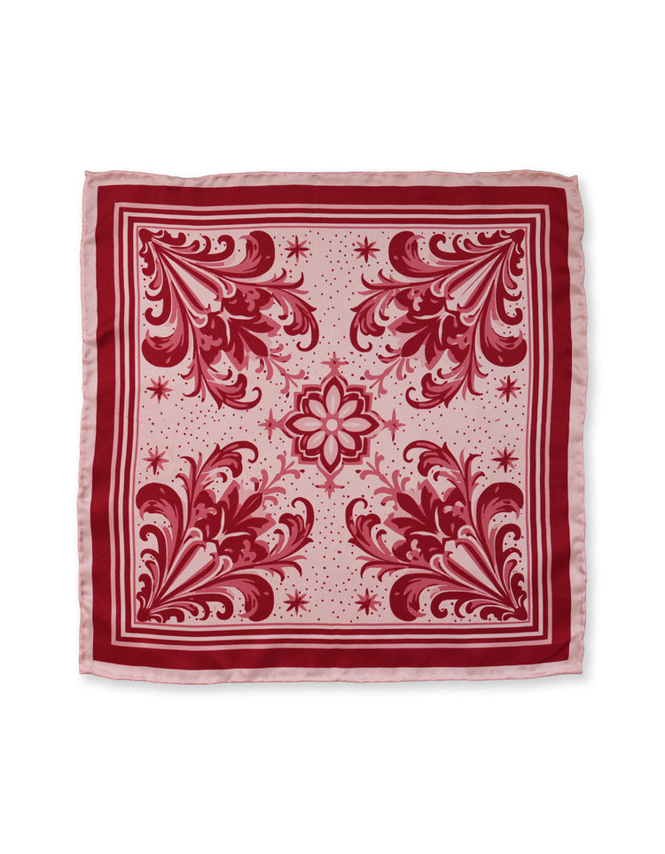 Pink Paisley Silk Pocket Square