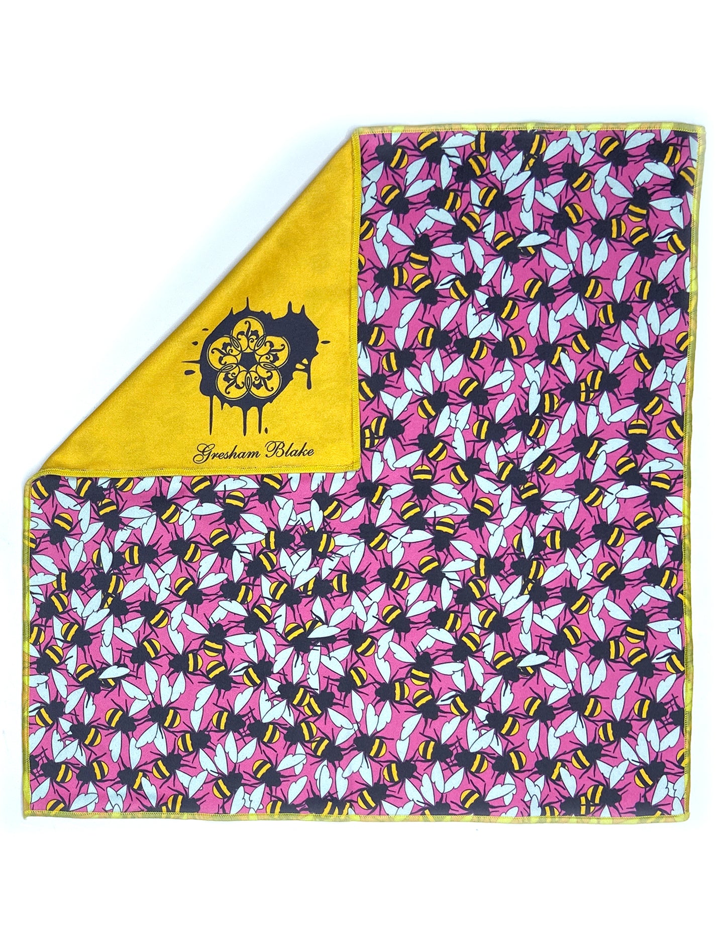 pink bees printed pocket square