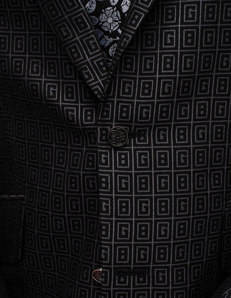 Black & Charcoal GB Monogram Suit - Gresham Blake Online