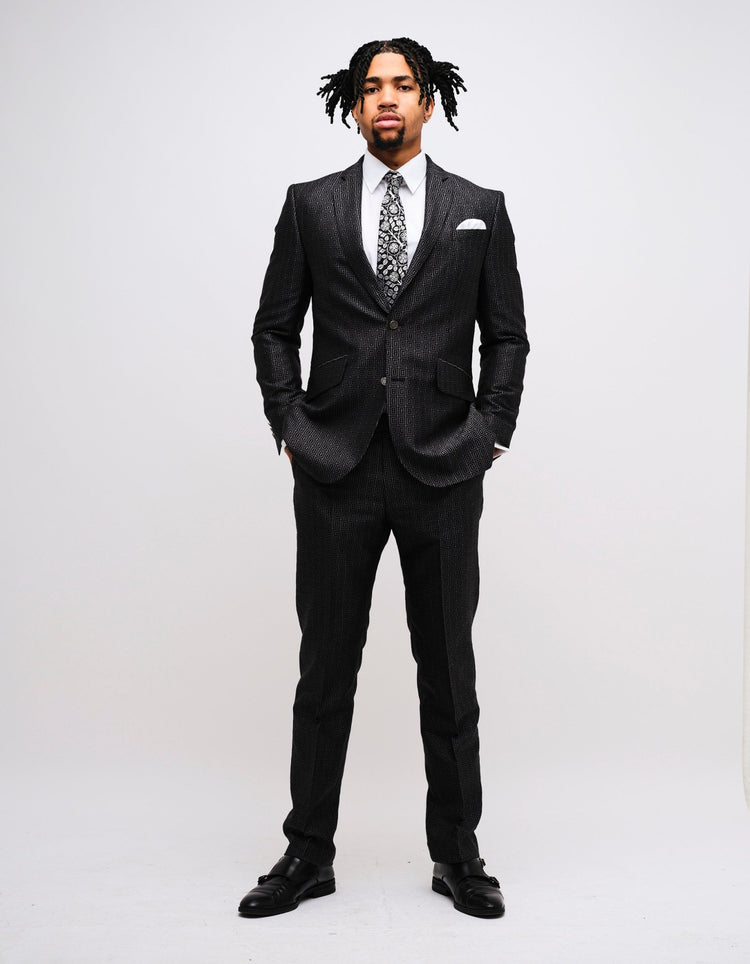 Black & Charcoal GB Monogram Suit - Gresham Blake Online
