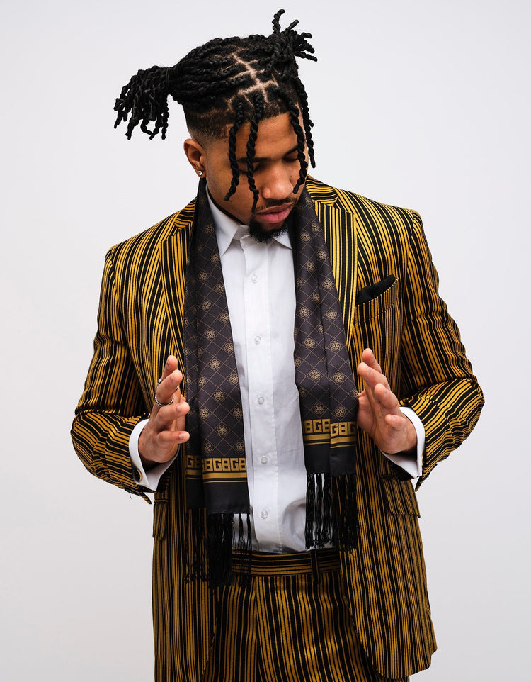 Black & Gold GB Logo Silk Scarf - Gresham Blake Online