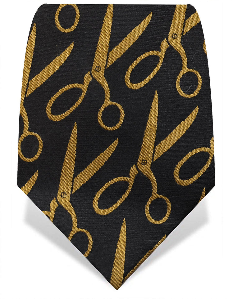 Black & Gold Scissors Silk Tie - Gresham Blake Online
