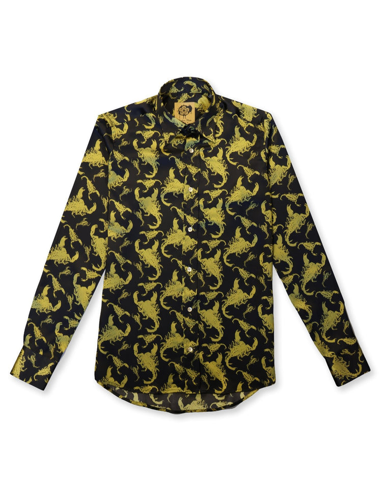 Black & Gold Scorpion Silk Shirt - Gresham Blake Online