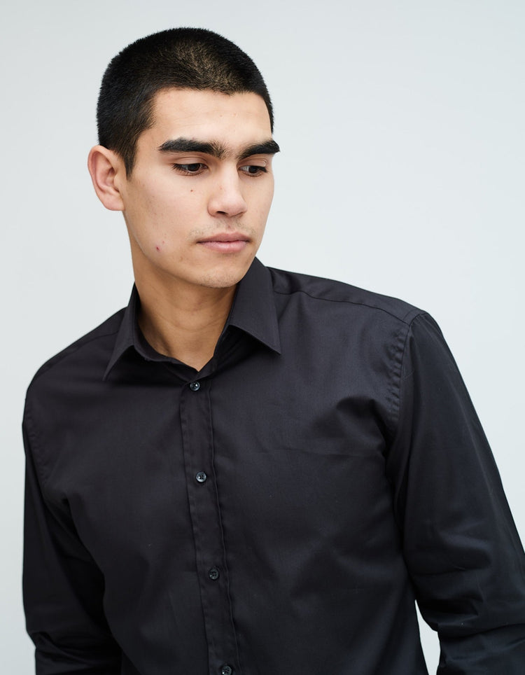 Black Single Cuff Shirt - Gresham Blake Online