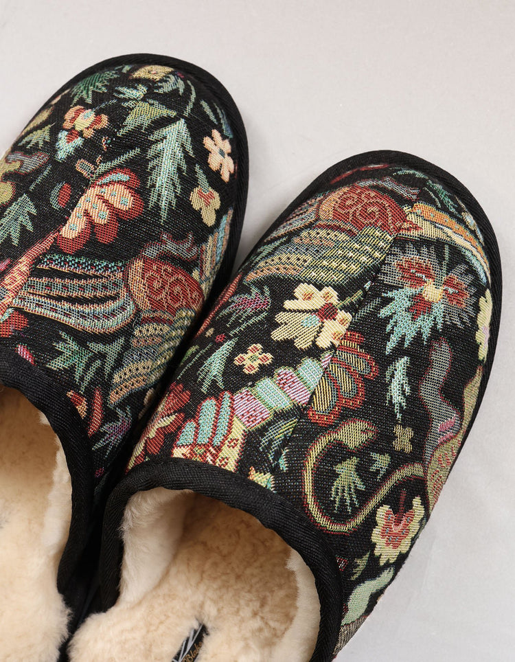 Black Tapestry Slippers - Gresham Blake Online