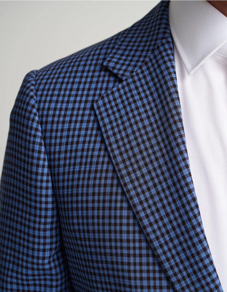 Blue & Brown Gingham Jacket - Gresham Blake Online