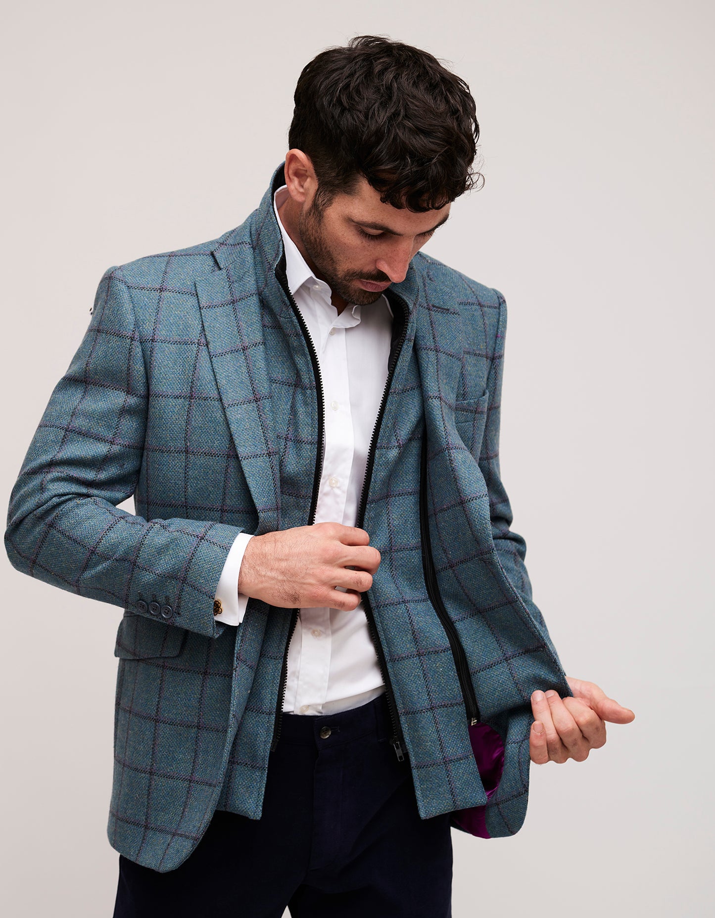 check wool jacket mens