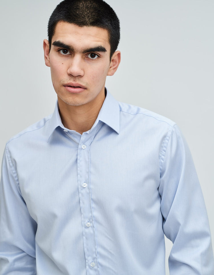 Blue Double Cuff Kent Collar Shirt - Gresham Blake Online