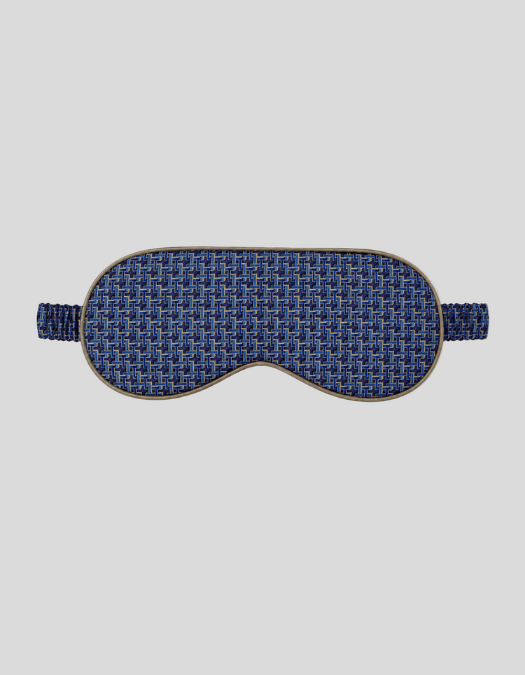 Blue Geometric Silk Eye Mask - Gresham Blake Online