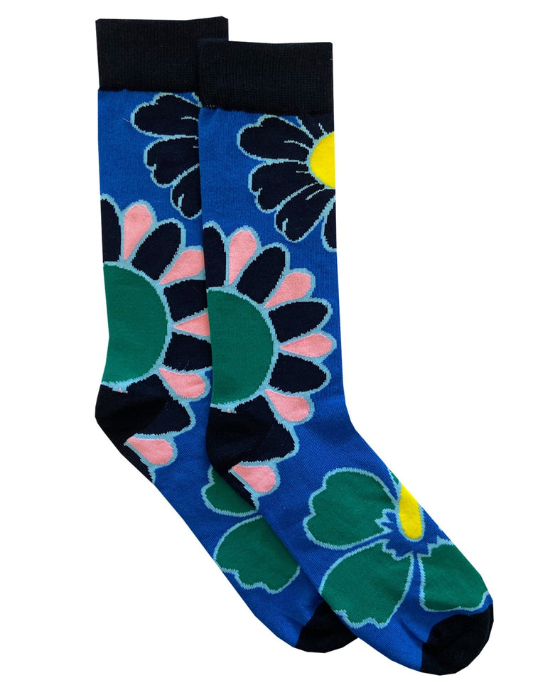 Blue & Pink Acid Floral Sock - Gresham Blake Online