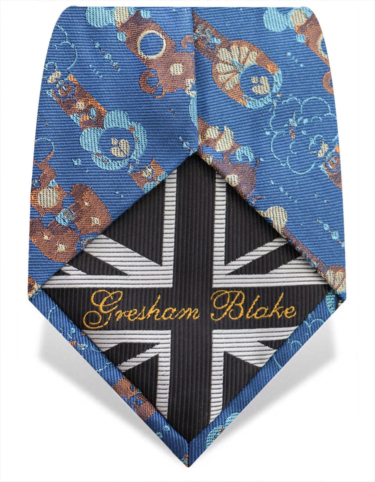 Blue Retro Stripe Silk Tie - Gresham Blake Online