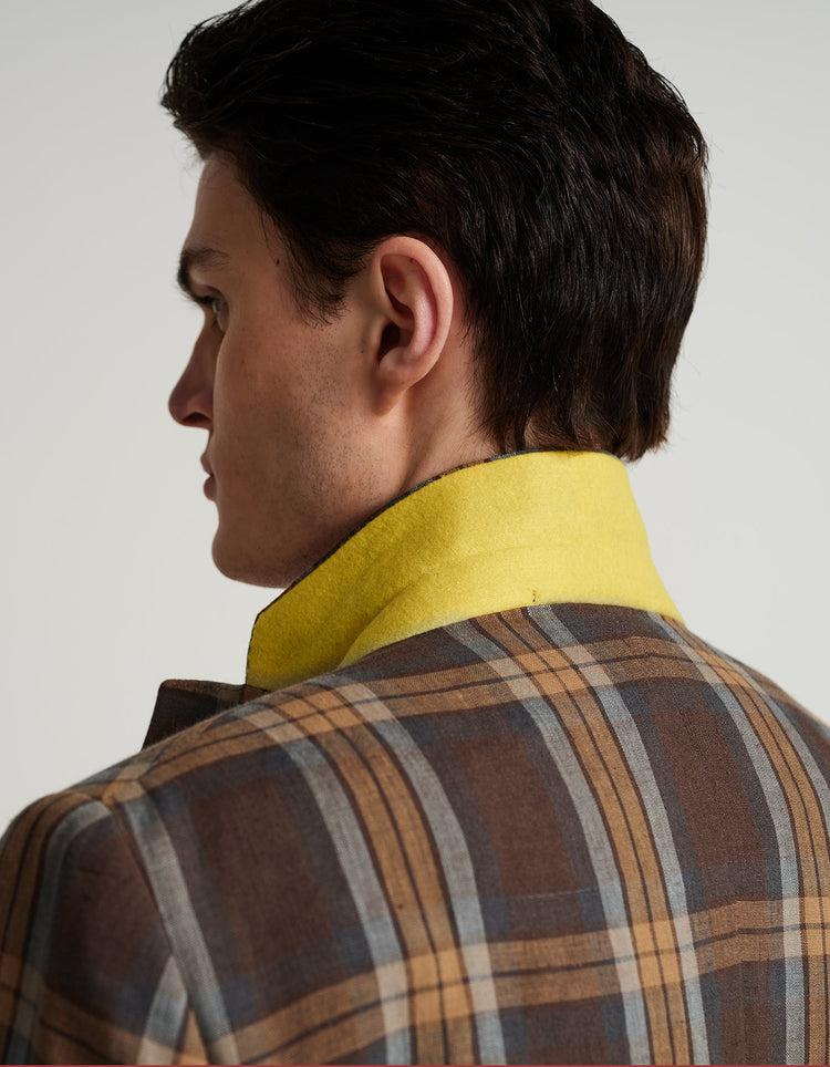 Brown & Blue Check Linen Suit - Gresham Blake Online