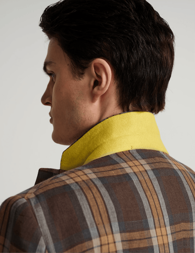 Brown & Blue Check Linen Suit - Gresham Blake Online