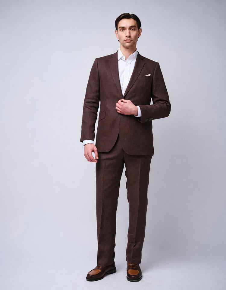 Brown Linen Suit - Gresham Blake Online