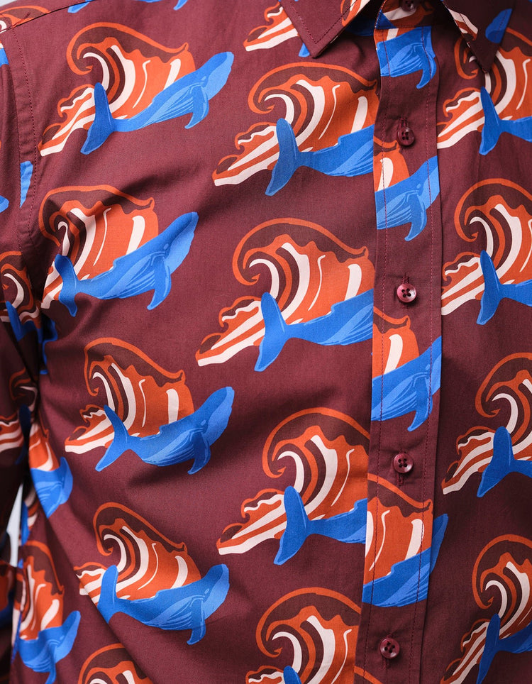 Burgundy & Blue Whale Shirt - Gresham Blake Online