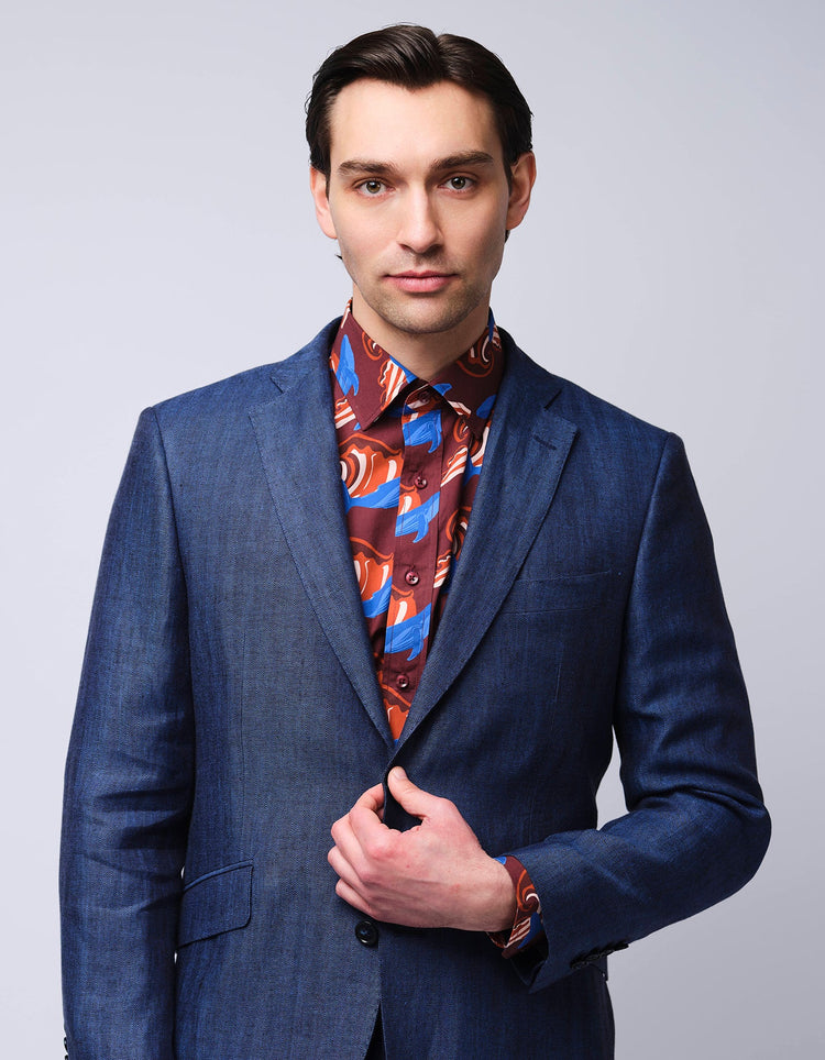 Burgundy & Blue Whale Shirt - Gresham Blake Online