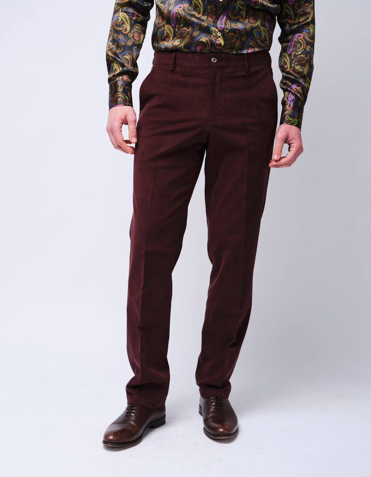 Burgundy Cotton Stretch Chino - Gresham Blake Online