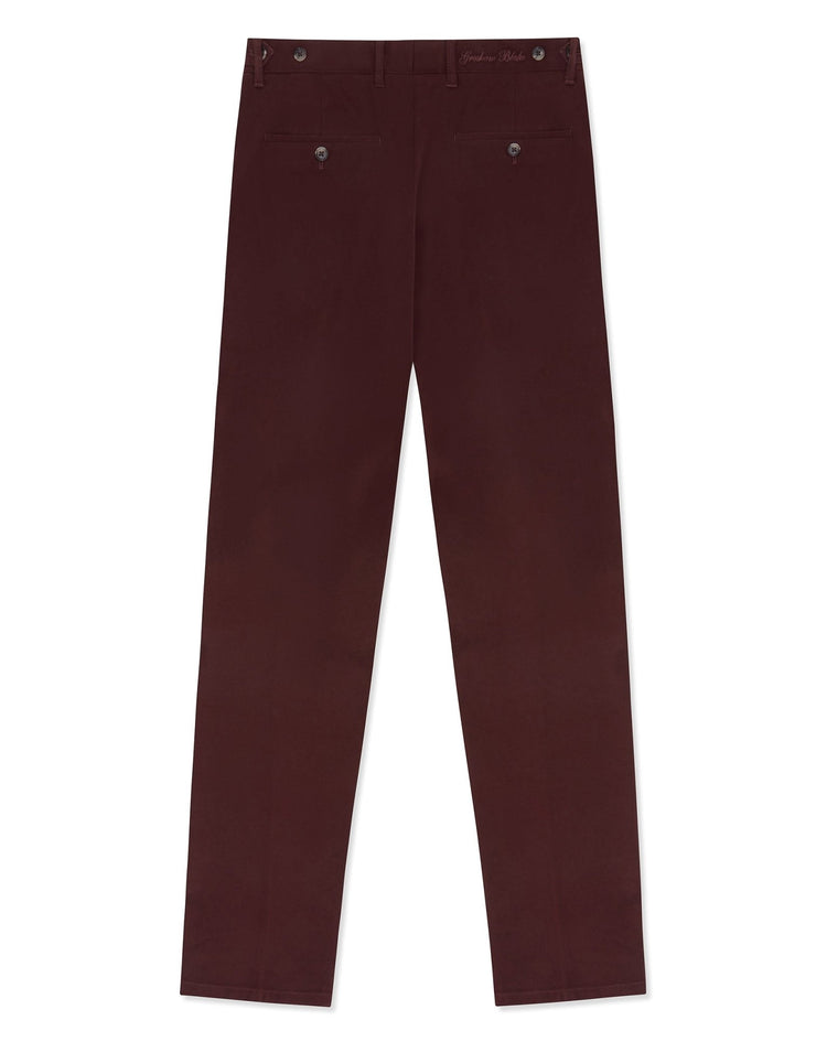 Burgundy Cotton Stretch Chino - Gresham Blake Online