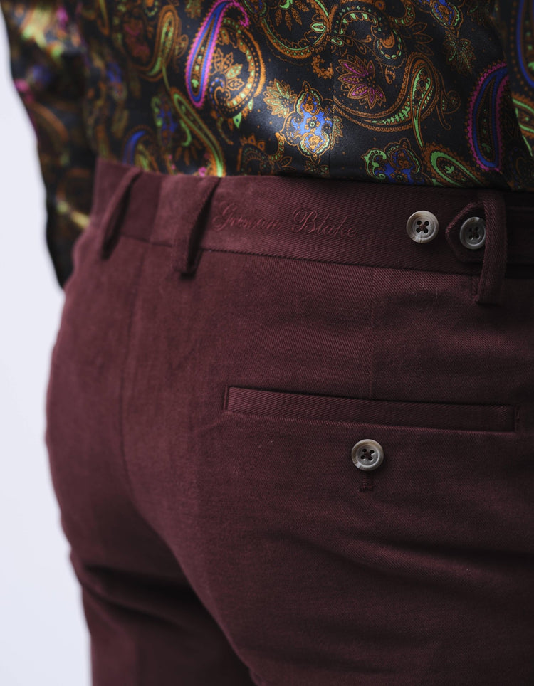 Burgundy Cotton Stretch Chino - Gresham Blake Online