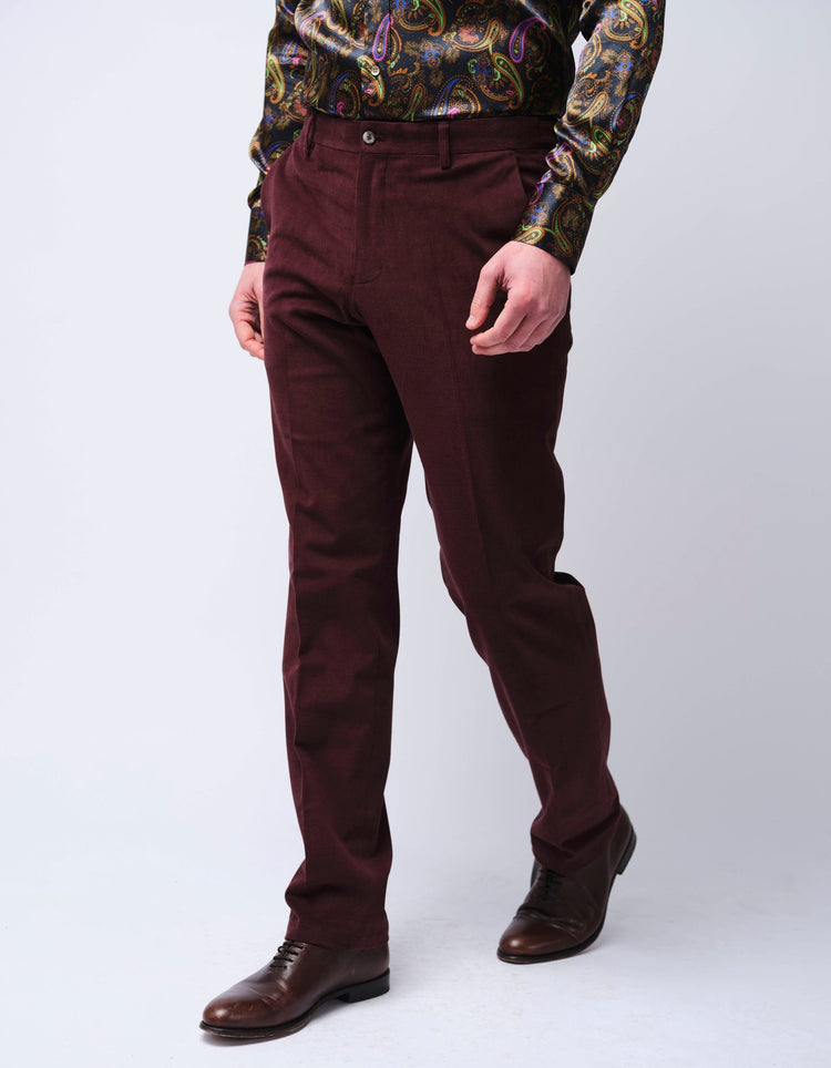 Burgundy Cotton Stretch Chino - Gresham Blake Online