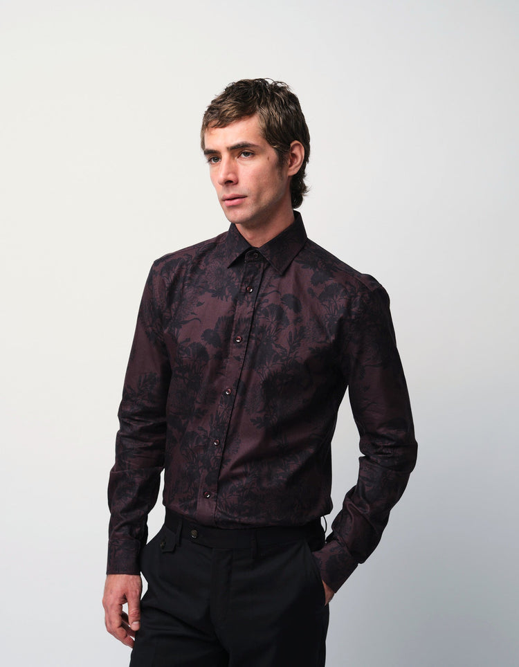 Burgundy Floral Shirt - Gresham Blake Online