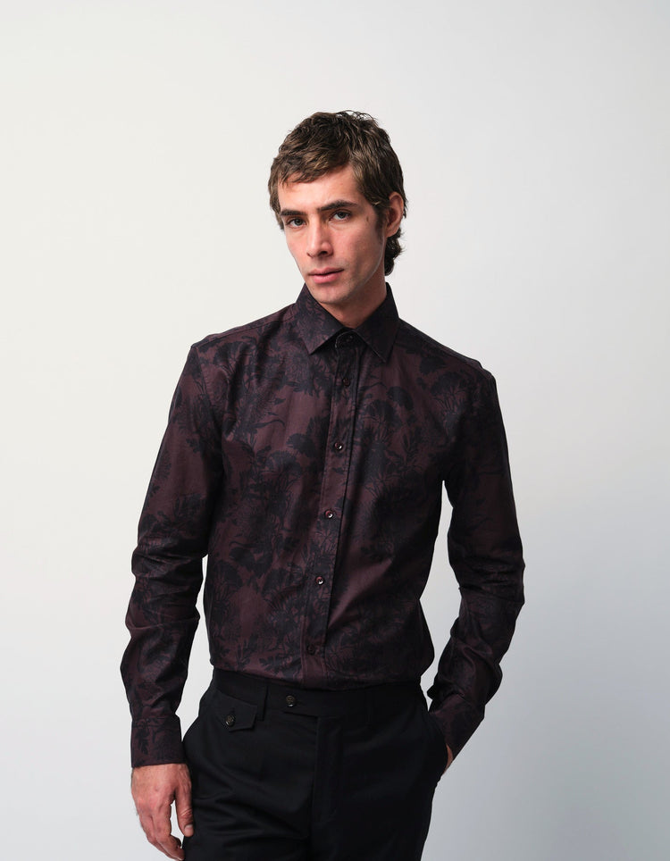 Burgundy Floral Shirt - Gresham Blake Online