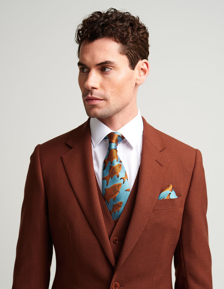 Burnt Orange Wool Suit - Gresham Blake Online