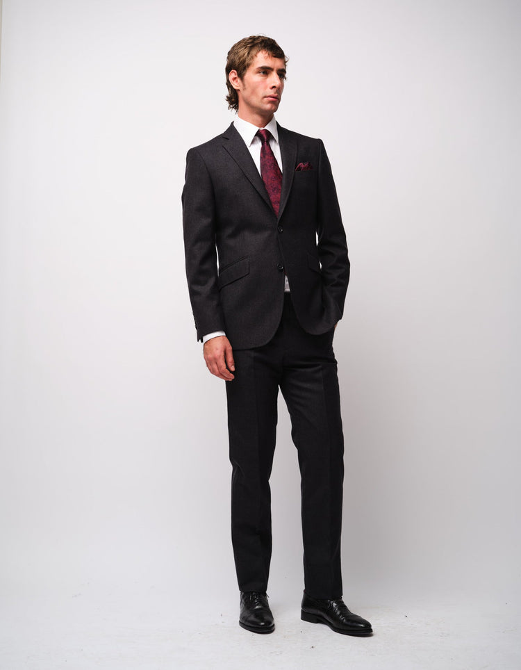 Charcoal Merino Wool Twill Suit - Gresham Blake Online