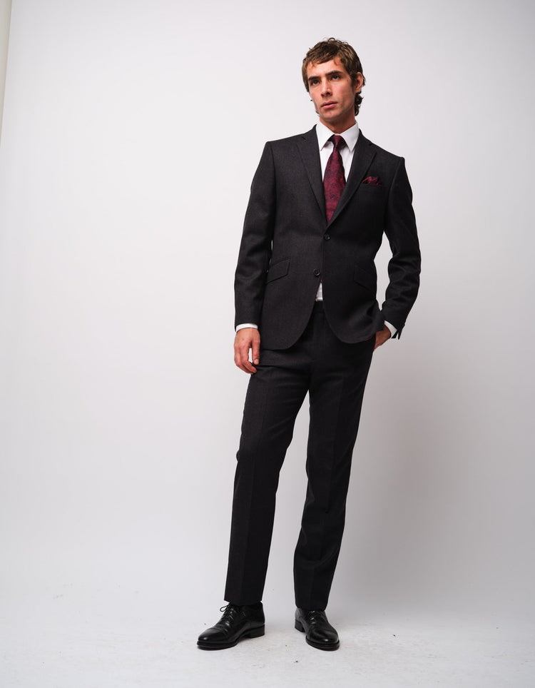 Charcoal Merino Wool Twill Suit - Gresham Blake Online