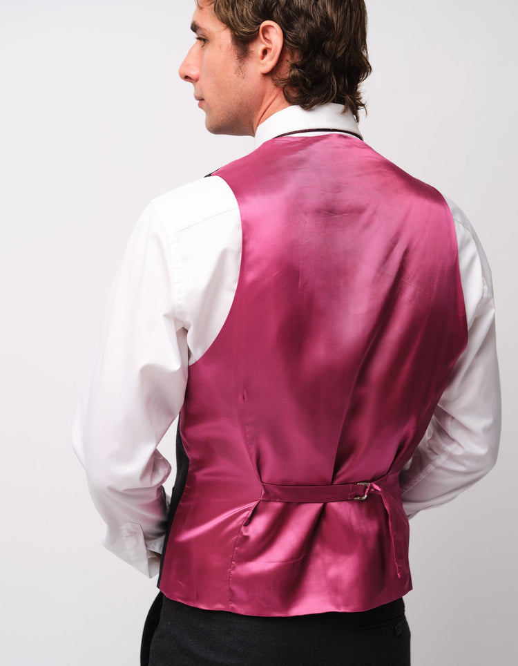 Charcoal Merino Wool Twill Waistcoat - Gresham Blake Online