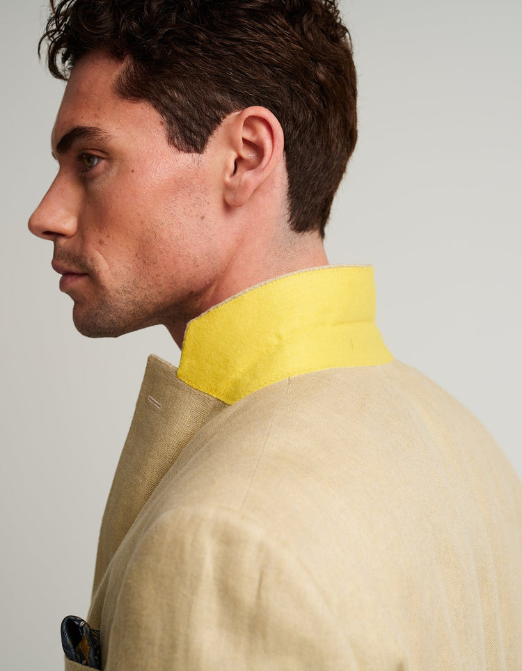 Cream Sand Herringbone Linen Suit - Gresham Blake Online