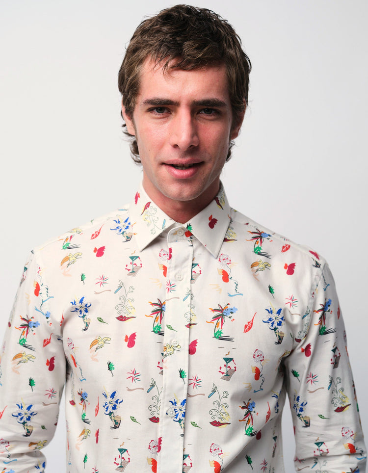 Cream Scatter Print Shirt - Gresham Blake Online