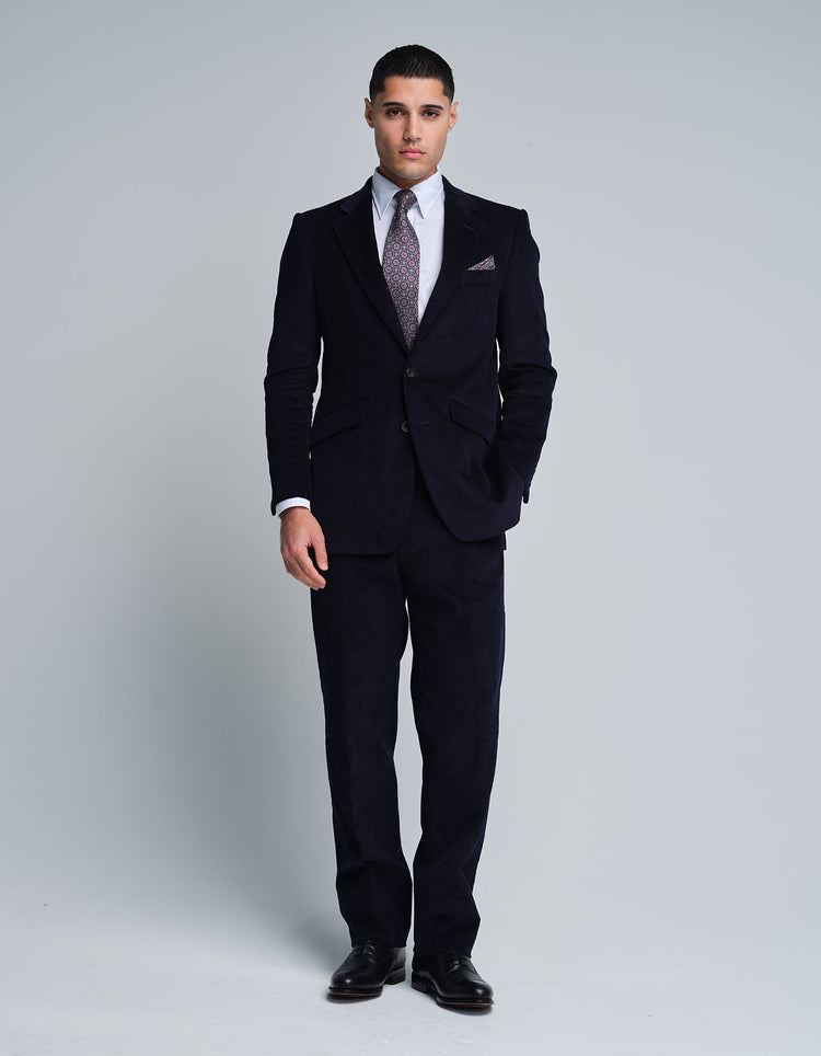 Dark Navy Needlecord Suit - Gresham Blake Online