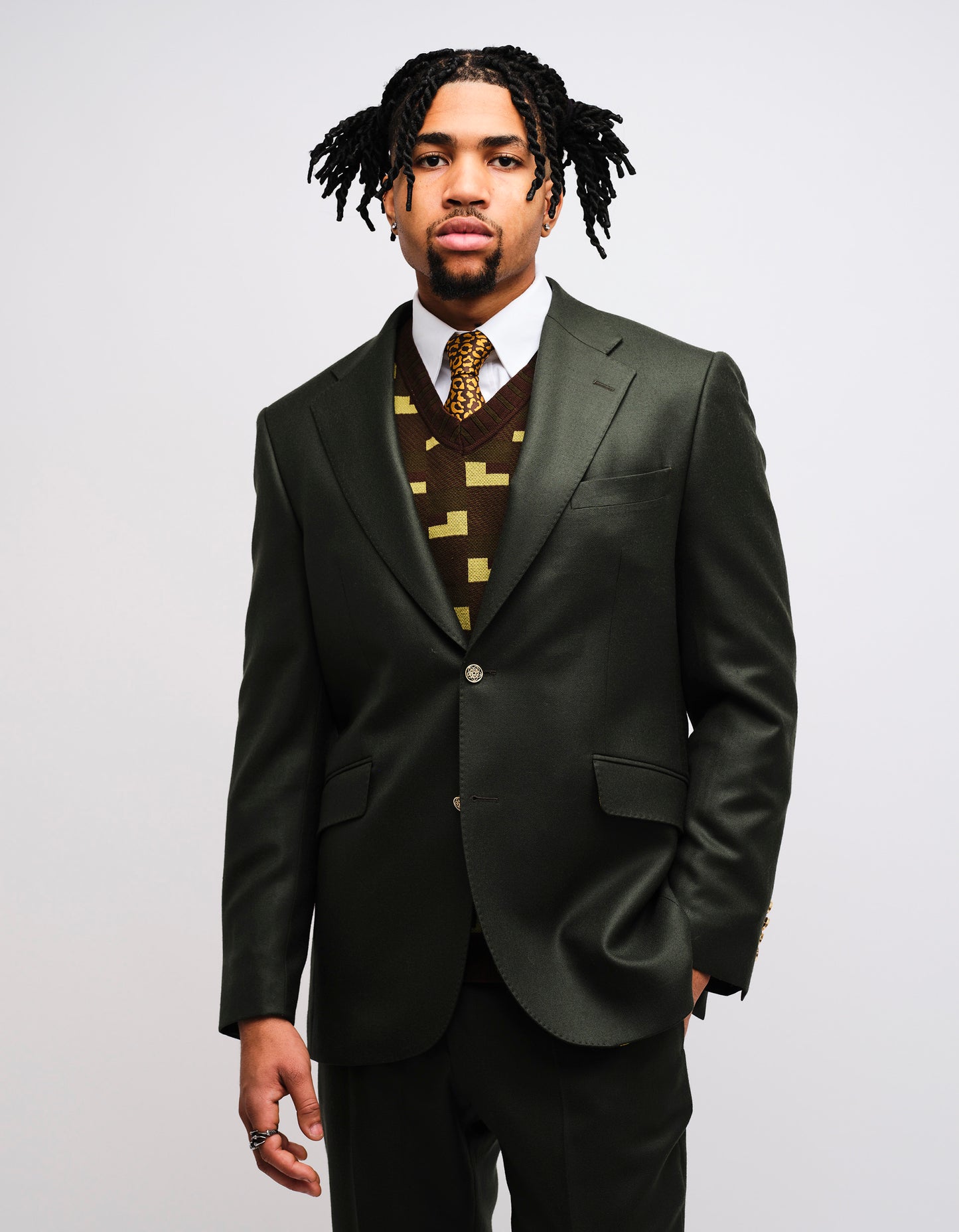 Dark Green Wool 2 Piece Suit GOLD COLLECTION