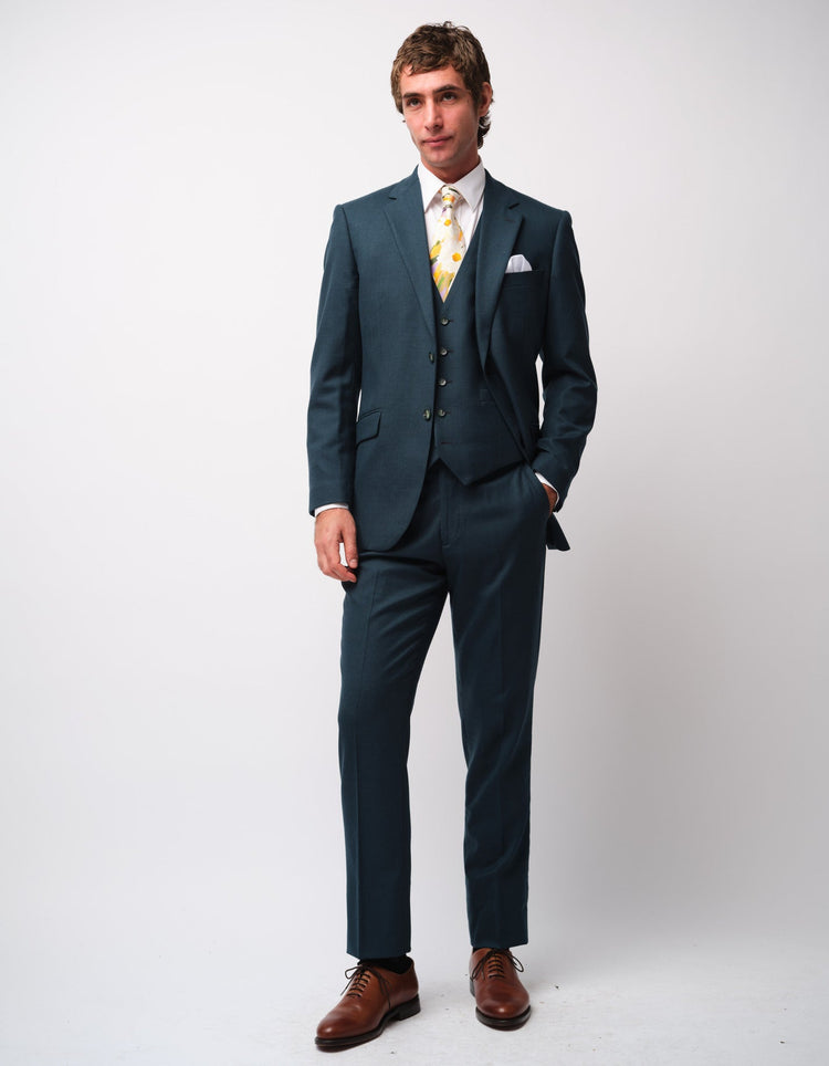 Deep Teal Twill Suit - Gresham Blake Online