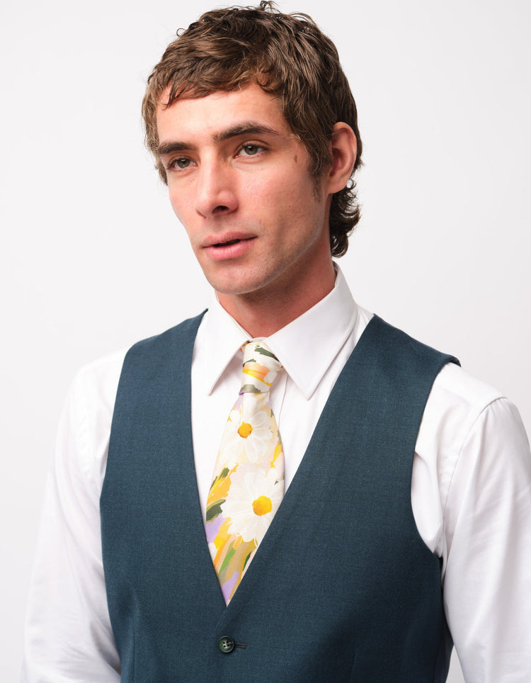 Deep Teal Twill Waistcoat - Gresham Blake Online