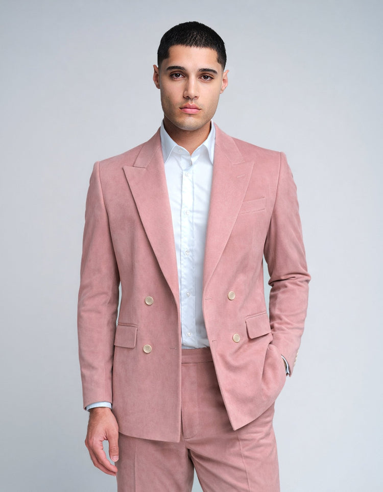 Double Breasted Pink Velvet Suit - Gresham Blake Online